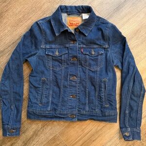 Levi's Womens S Denim Jean Jacket Blue Fitted Solid Casual Dress Classic Pockets
